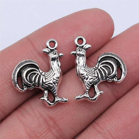 10pcs 20x16mm Cock Charms Pendants For Jewelry Making 2 Colors Antique Silver Plated Antique Bronze Plated ef3795