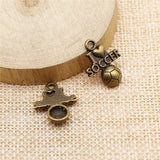 WYSIWYG 10pcs 20x16mm I Love Soccer Charms For Jewelry Making DIY Jewelry Findings Antique Silver Color Antique Bronze Color
