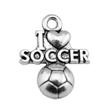 WYSIWYG 10pcs 20x16mm I Love Soccer Charms For Jewelry Making DIY Jewelry Findings Antique Silver Color Antique Bronze Color
