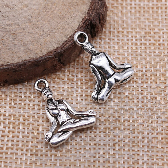 WYSIWYG 10pcs 20x16mm Om Yoga Charm Pendants For Jewelry Making Antique Silver Color Yoga Pendants Charm Yoga