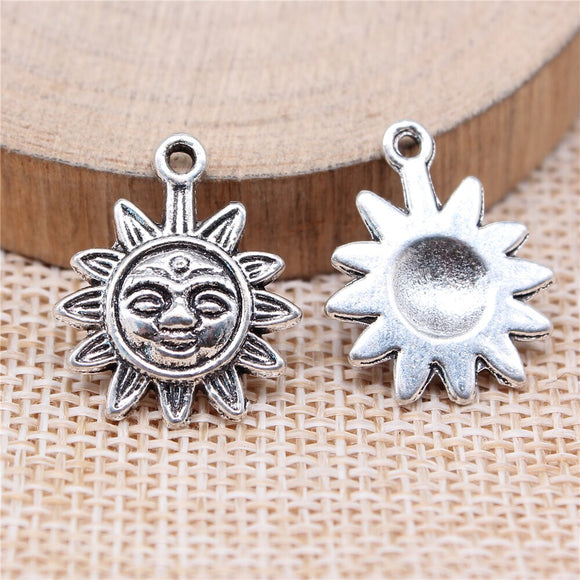 WYSIWYG 10pcs 20x16mm Sun Charms Antique Silver Color Pendant Charms For Jewelry Making Jewelry Findings