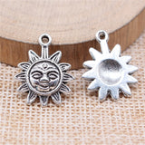 WYSIWYG 10pcs 20x16mm Sun Charms Antique Silver Color Pendant Charms For Jewelry Making Jewelry Findings