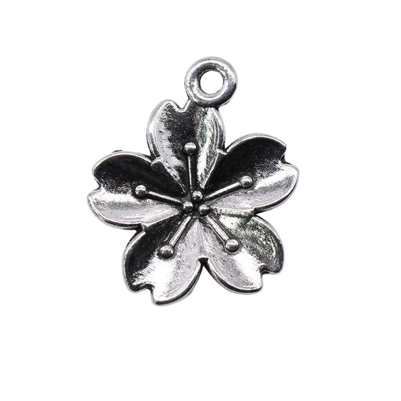 WYSIWYG 10pcs 20x16mm Vintage Flower Pendants Charm For Jewelry Making Antique Silver Color Antique Bronze Color Flower Charms EF3911