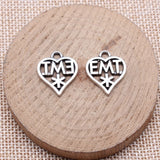 WYSIWYG 10pcs 20x17mm Antique Silver Color Emt Heart Charms For Jewelry Making