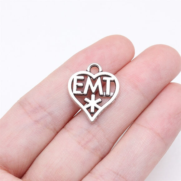 WYSIWYG 10pcs 20x17mm Antique Silver Color Emt Heart Charms For Jewelry Making