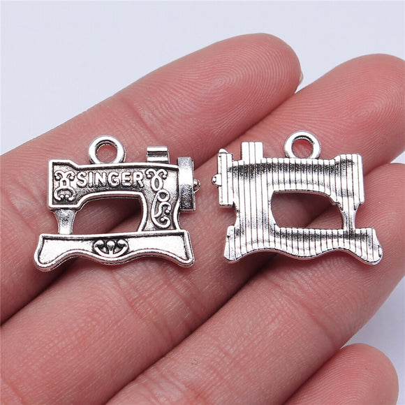 WYSIWYG 10pcs 20x17mm Charms Sewing Machine Antique Making Pendant Fit Vintage Tibetan Silver Color DIY Handmade Jewelry