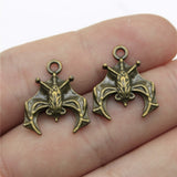 WYSIWYG 10pcs 20x17mm Hang Upside Down Bat Charms Pendant 2 Colors Antique Silver Color Antique Bronze Plated Alloy Charms