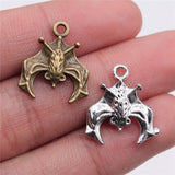 WYSIWYG 10pcs 20x17mm Hang Upside Down Bat Charms Pendant 2 Colors Antique Silver Color Antique Bronze Plated Alloy Charms