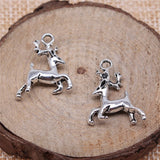 WYSIWYG 10pcs 20x17mm Running Deer Charm Pendants For Jewelry Making Antique Silver Color Christmas Reindeer Charm