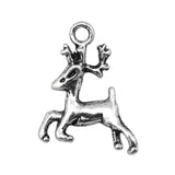 WYSIWYG 10pcs 20x17mm Running Deer Charm Pendants For Jewelry Making Antique Silver Color Christmas Reindeer Charm