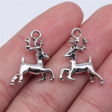 WYSIWYG 10pcs 20x17mm Running Deer Charm Pendants For Jewelry Making Antique Silver Color Christmas Reindeer Charm