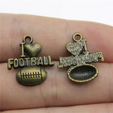 WYSIWYG 10pcs 20x18mm I Heart Football Charms For Jewelry Making Antique Silver Color Antique Bronze Color DIY Jewelry Making