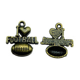 WYSIWYG 10pcs 20x18mm I Heart Football Charms For Jewelry Making Antique Silver Color Antique Bronze Color DIY Jewelry Making