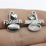 WYSIWYG 10pcs 20x18mm I Heart Football Charms For Jewelry Making Antique Silver Color Antique Bronze Color DIY Jewelry Making