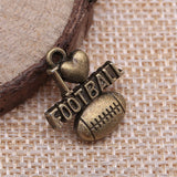 WYSIWYG 10pcs 20x18mm I Heart Football Charms For Jewelry Making Antique Silver Color Antique Bronze Color DIY Jewelry Making