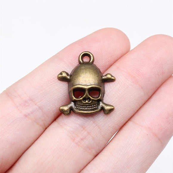 WYSIWYG 10pcs 20x18mm Skull Pendant Charms Antique Silver Color For Jewelry Making Zinc Alloy Jewelry Findings