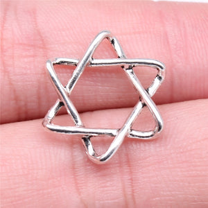 WYSIWYG 10pcs 20x18mm Star Of David Charms For Jewelry Making Antique Silver Color Charm Pendant Jewelry Accessories EF3824