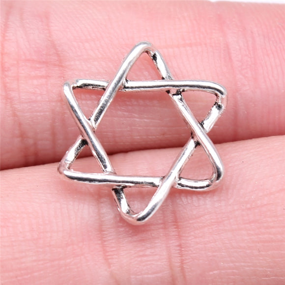 WYSIWYG 10pcs 20x18mm Star Of David Charms For Jewelry Making Antique Silver Color Charm Pendant Jewelry Accessories EF3824