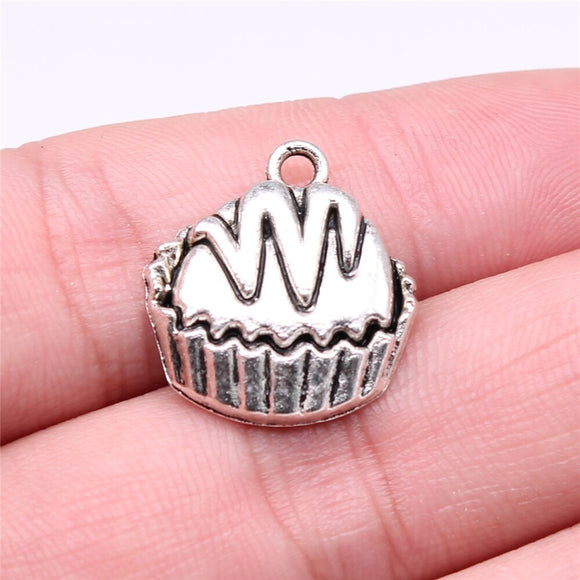 WYSIWYG 10pcs 20x19mm Cupcakes Charms DIY Jewelry Findings Antique Silver Color Antique Bronze Color For Jewelry Making