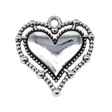 WYSIWYG 10pcs 20x20mm Antique Silver Color Gothic Heart Charms For Jewelry Making
