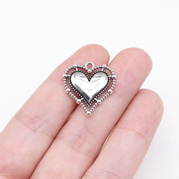 WYSIWYG 10pcs 20x20mm Antique Silver Color Gothic Heart Charms For Jewelry Making