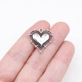 WYSIWYG 10pcs 20x20mm Antique Silver Color Gothic Heart Charms For Jewelry Making