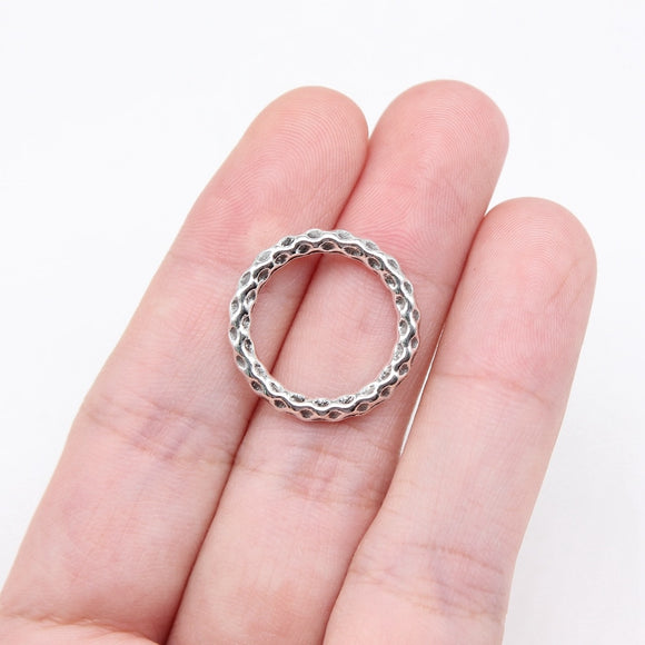 WYSIWYG 10pcs 20x20mm Antique Silver Color Hammered Circle Charms For Jewelry Making