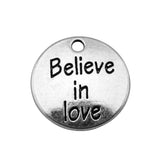 WYSIWYG 10pcs 20x20mm Believe In Love Charms For Jewelry Making Antique Silver Color Charm Pendant Jewelry Accessories