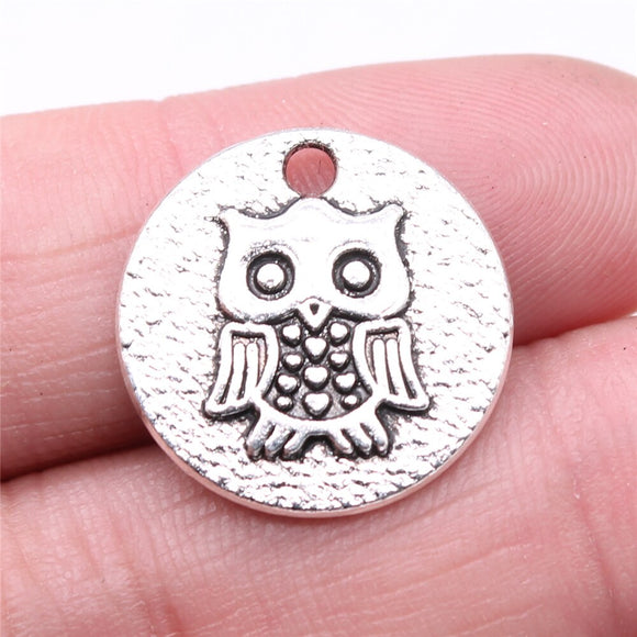 WYSIWYG 10pcs 20x20mm Owl Charms For Jewelry Making Antique Silver Color Charm Pendant Jewelry Accessories
