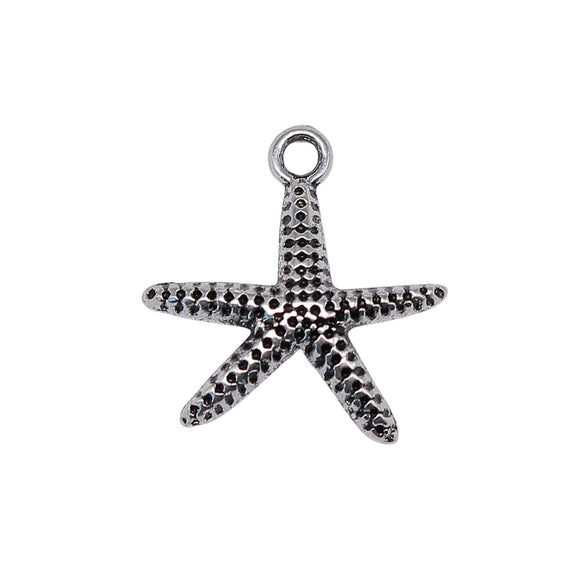WYSIWYG 10pcs 20x20mm Starfish Pendant Charms Antique Silver Color For Jewelry Making Zinc Alloy Jewelry Findings EF3900