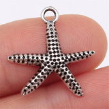 WYSIWYG 10pcs 20x20mm Starfish Pendant Charms Antique Silver Color For Jewelry Making Zinc Alloy Jewelry Findings EF3900
