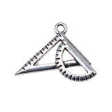 WYSIWYG 10pcs 20x21mm Protractor Triangle Ruler Maths Charms Antique Silver Color Triangle Charm Pendant DIY Jewelry Making