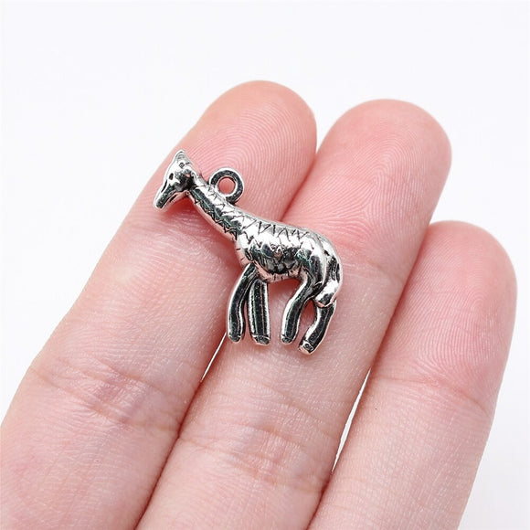 WYSIWYG 10pcs 20x23mm Antique Silver Color Giraffe Charms For Jewelry Making