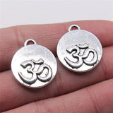 WYSIWYG 10pcs 20x23mm Double-Sided Om Round Pendant Charms Antique Silver Color For Jewelry Making Zinc Alloy Jewelry Findings