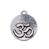 WYSIWYG 10pcs 20x23mm Double-Sided Om Round Pendant Charms Antique Silver Color For Jewelry Making Zinc Alloy Jewelry Findings
