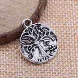 WYSIWYG 10pcs 20x24mm Round Double-Sided Tree Pendant Charms Antique Silver Color For Jewelry Making Jewelry Findings