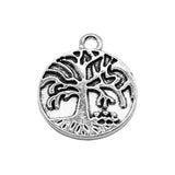WYSIWYG 10pcs 20x24mm Round Double-Sided Tree Pendant Charms Antique Silver Color For Jewelry Making Jewelry Findings