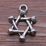 WYSIWYG 10pcs 20x26mm Bone Star of David Pendant Charms Antique Silver Color For Jewelry Making Zinc Alloy Jewelry Findings