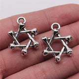 WYSIWYG 10pcs 20x26mm Bone Star of David Pendant Charms Antique Silver Color For Jewelry Making Zinc Alloy Jewelry Findings