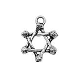 WYSIWYG 10pcs 20x26mm Bone Star of David Pendant Charms Antique Silver Color For Jewelry Making Zinc Alloy Jewelry Findings