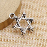 WYSIWYG 10pcs 20x26mm Bone Star of David Pendant Charms Antique Silver Color For Jewelry Making Zinc Alloy Jewelry Findings