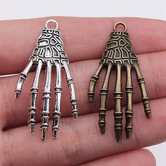 WYSIWYG 10pcs 20x36mm Free Shipping Vintage 2 Colors Alloy Skeleton Hand Charms Jewelry Skull Charms Findings