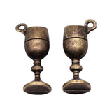 WYSIWYG 10pcs 20x7x5mm 2 Colors Antique Silver Color Antique Bronze Plated Glass Cup Charms Goblet Charms Wine Glass Charms