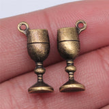 WYSIWYG 10pcs 20x7x5mm 2 Colors Antique Silver Color Antique Bronze Plated Glass Cup Charms Goblet Charms Wine Glass Charms