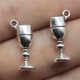 WYSIWYG 10pcs 20x7x5mm 2 Colors Antique Silver Color Antique Bronze Plated Glass Cup Charms Goblet Charms Wine Glass Charms