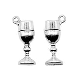 WYSIWYG 10pcs 20x7x5mm 2 Colors Antique Silver Color Antique Bronze Plated Glass Cup Charms Goblet Charms Wine Glass Charms