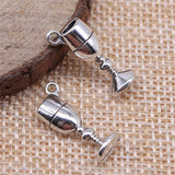WYSIWYG 10pcs 20x7x5mm 2 Colors Antique Silver Color Antique Bronze Plated Glass Cup Charms Goblet Charms Wine Glass Charms