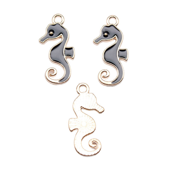 WYSIWYG 10pcs 21x10mm KC Gold Color Enamel Seahorse Charms Pendant For DIY Jewelry Making Handmade Jewelry Craft Findings