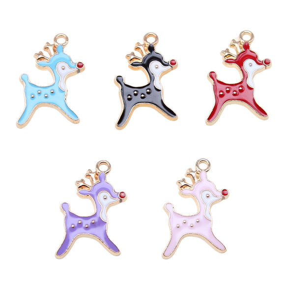 WYSIWYG 10pcs 21x14mm 5 Colors Enamel Deer Charms Pendant For DIY Jewelry Making Handmade Jewelry Craft Findings