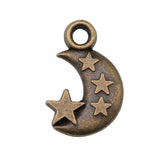 WYSIWYG 10pcs 21x14x3mm 2 Colors Antique Silver Color Antique Bronze Plated Moon And Stars Pendant Crescent Moon Stars Charm